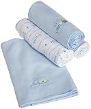 Spasilk 100% Cotton 4 pack Soft Flannel Receiving Blanket, Blue