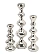 Set of 3 Fashionable Silver Colored Funky Tiered Taper Candle Holders