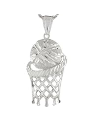 Sterling Silver Large Basketball Hoop Player 6.73cm Sports Charm Pendant