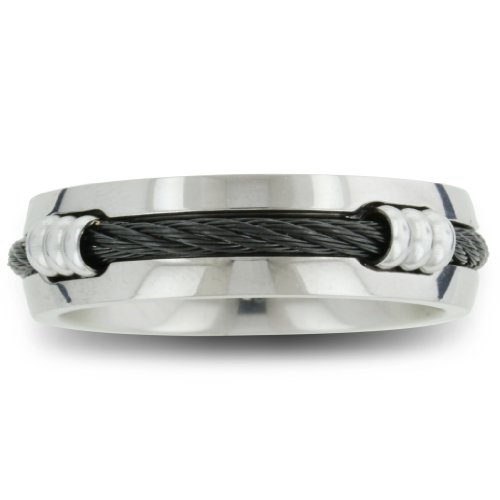 7MM Mens Titanium Wedding Band With Carbon Fiber Rope 7MM Mens Titanium Wedding Band With Carbon Fiber Rope