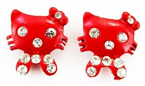 Kitty Earring - Kids Fashion Earrings (Red)