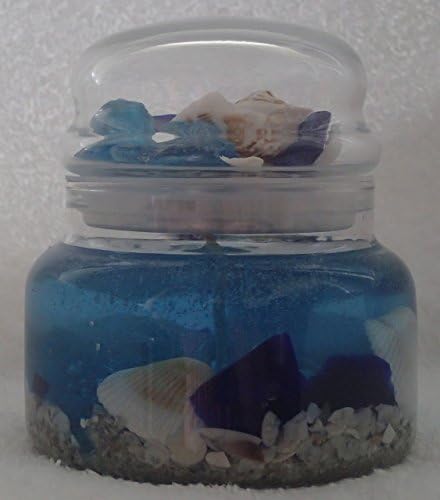 Seascape FRESH LINEN Scent Gel Candle - Blue / Turquoise - Round Jar w/Bubble Lid