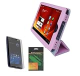 iShoppingdeals - Pink PU Leather Case Cover Folio With Built-In Stand and Anti-Glare Matte Finishing Screen Protector for Acer Iconia A100 7-Inch Tablet