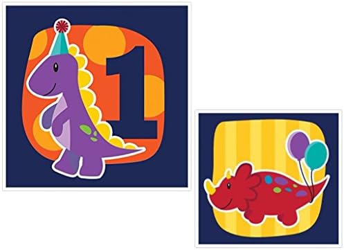 Creative Converting Little Dino Party (32 Count) Beverage Napkins and (32 Count) Luncheon Napkins 1st Birthday