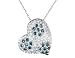 Blue and White Diamond 1 Carat Pave Set Heart Pendant in 14K White Gold