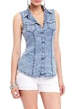2B Light Denim Stud Pocket Top