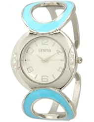 Geneva Womens Rhinestone-accented Bracelet Style Metal Bangle Watch - Turquoise