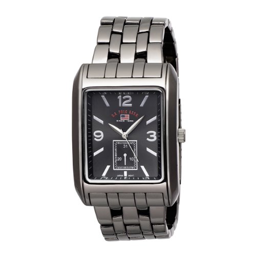 U.S. Polo Assn. Men's US8445EXL Black Dial Extra Long Gun Metal Bracelet Watch