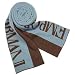 Emporio Armani Solid Dark Brown & Sky Blue Signature Band Long Scarf