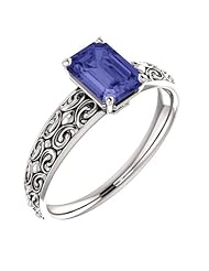 Platinum 7.00x5.00mm Emerald Cut Tanzanite Ring -- LIFETIME WARRANTY