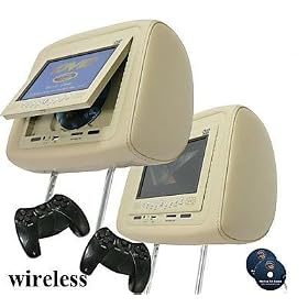Pair 7" Headrest LCD with 2 (Two) DVD Player IHeadPhone Game FM