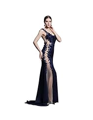 Sexy Beaded Applique One Shoulder Satin Mermaid Evening Dress/Prom Dress/Wedding Party Dress  with a Brush/Sweep Train 
