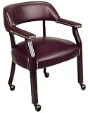 Office Star WORKSMART TV231 Traditional Visitors Chair with Mahogany Finish and Ball Casters