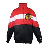 NHL Youth Chicago Blackhawks Bold Stripe Track Jacket - K88Nmjdd (Black, Medium)