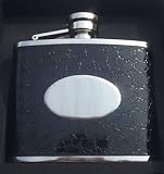ARTAMIS 4oz Black Crocodile leather Stainless Steel Flask In A Gift Box
