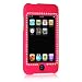 Hot Pink Rubber Feel with White Diamonds CZ Snap-On Cover Hard Case Cell Phone Protector for Apple iPod Touch iTouch II 2G
