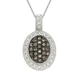 Sterling Silver 1/4 ct. TDW Champagne Diamond Oval Pendant