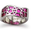 Stainless Steel Women's Ring with Pink Resin Inlay (Sizes 5-9)