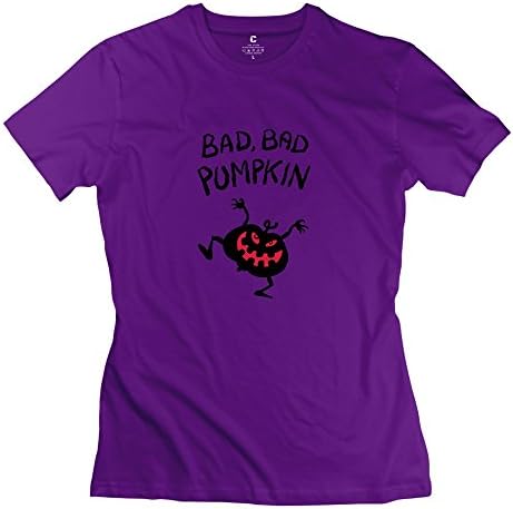 Niken Women's Bad Pumpkin Round Collar Tees Purple Medium
