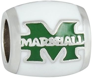 Teagan Collection Kelly Green 'M' on White Bead - Marshall University