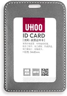 Life purchase Double vertical style leather PU document holder 1 ID window and 1 card slots and a lanyard (Silver)