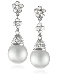 Nina Romona Romantic Pearl and Cubic Zirconia Drop Earrings