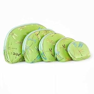 5 Set Satin Cosmetic Bags / Makeup Bags / Purses in Light Green