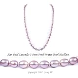 Single Strand 22 Inch 7-8mm purple Oval Shape Freshwater Cultured Pearl Necklace