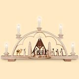 Arc de lumière scène de la Nativité, longueur 57 cm, naturel, éclairé par électrique (230V, 50Hz), Erzgebirge originale de Muller Seiffen MU 12528