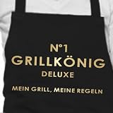 N°1 GRILLKÖNIG deluxe - Grillschürze, Kochschürze, Küchenschürze, Latzschürze - ( Mein Grill, Meine Regeln ) für den GrillGott