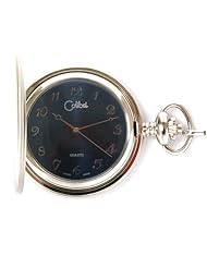 Colibri Swiss Collection Hunting Case Silvertone Pocket Watch Blue Dial PWS096114Z SALE