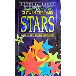 Big Glow In The Dark Rainbow Stars ~ Includes Star Chart and Reusable, Removable Adhesive