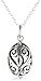 Amazon Collection Sterling Silver Filigree Oval Pendant, 18