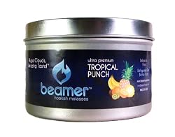 Tropical Punch Beamer Ultra Premium Hookah Molasses 250 gram tin. Huge Clouds, Amazing Taste! 100 % Tobacco, Nicotine & Tar Free but more taste than tobacco! Compare to Hookah Tobacco! GREAT TASTE, LOTS OF SMOKE & SMELLS GREAT!!!