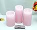 Adoria Large Pink Candles Flameless Set 3,Real Wax Pillar Candles Remote and Timer-Dia3.15 xH4/5/6