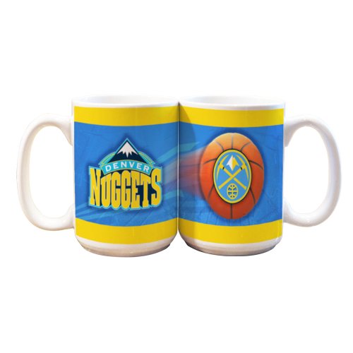 NBA Denver Nuggets 15-Ounce White Sportsball Mug (2 Pack)