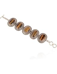 925 Sterling Silver Tiger Eye Semi Precious Cabochons Gemstones Breaclet Jewelry