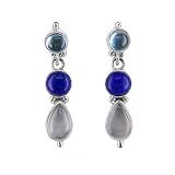 Sterling Silver Blue Topaz Post with Lapis Dangle Earrings by Sajen
