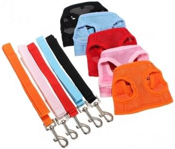 S Size Soft Pet Safety Leash With Mesh Girth Harness Vest.