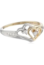 14k Two-Tone Diamond Heart Ring (1/10 cttw, I-J Color, I2-I3 Clarity)