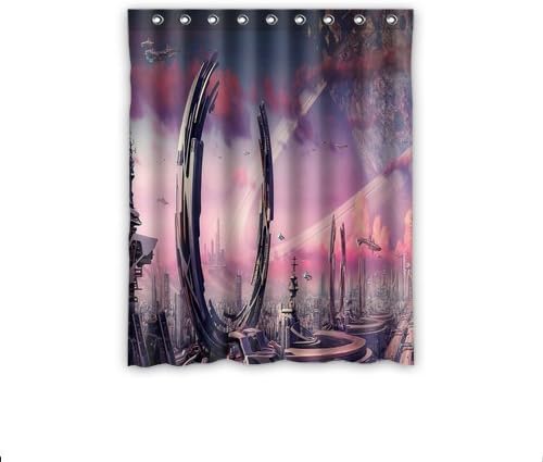 Comfortable Transport City rings Spaceships Planets Window Curtains/drape/panels/treatment Polyester Fabric Office/Home/Bedroom Decor 52"x 63"