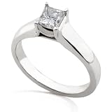 1/2carat Princess Cut Diamond Solitaire Ring in 14K White Gold (GH/I1-I2)