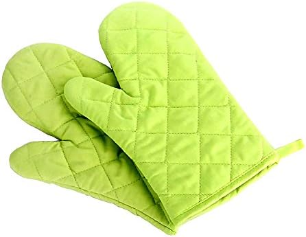 Paico Home Heatproof Microwave Oven Barbecue Gloves Mitts Lattice Grid Green Size:28cm Length by 18cm Width - 2 Pack