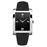 NEW GUESS MENS Black Leather DIAMOND Watch U90008G1