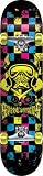 Speed Demons Check Skull 80'S Complete Skateboard (Turquoise/Pink/Yellow, 7.7-Inch)