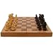 Chess Board Wooden Book Style with Staunton Chessmen Brown