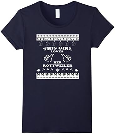 Women's Merry Christmas Rottweller Tshirt XL Navy