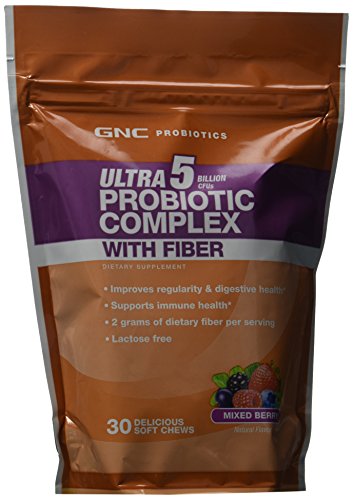 GNC Probiotics Ultra 5 Probiotic Complex with Fiber Mixed Berry 30 S