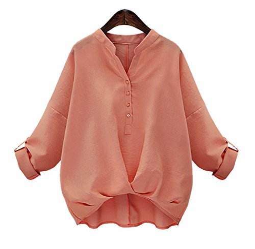 【Bananal】大きいサイズ シャツ スキッパー ドルマン Vネック 袖ロールアップ レディース　不規則裾　トップス　棉　無地　コットンシャツ　カットソー 7分袖