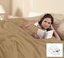 Sunbeam Queen Box Pattern Premium Heated Electric Warming Heating Blanket, Cafe Beige